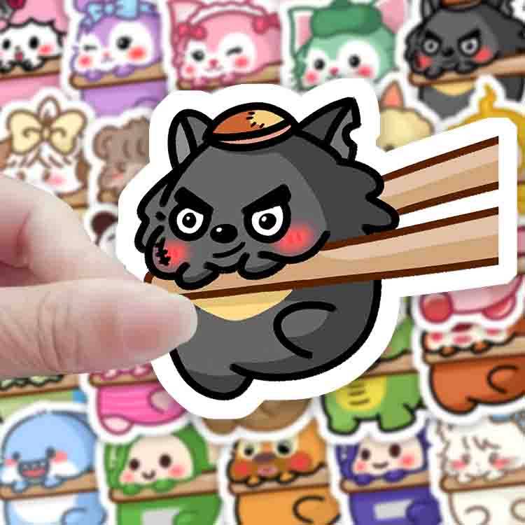 53张原创汤圆贴画装饰小图案动漫人物diy可爱卡通手机壳团子贴纸