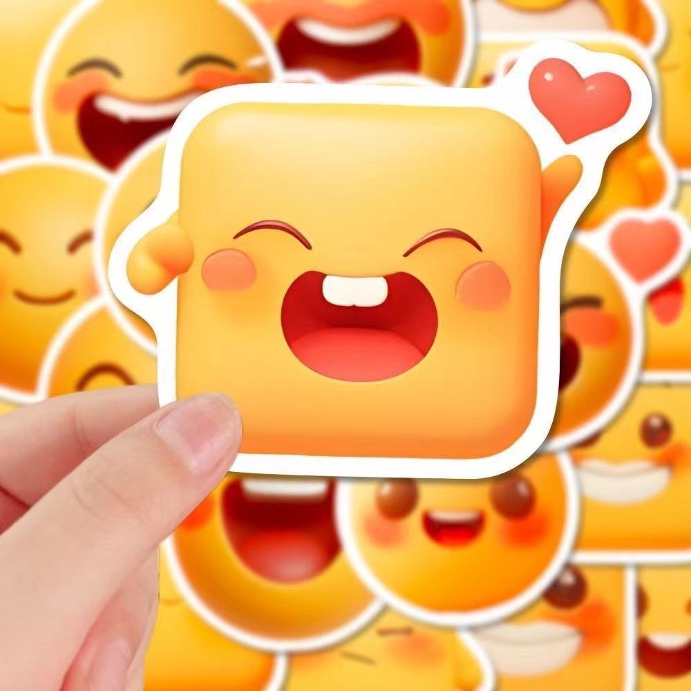 124张呆萌小表情贴纸可爱小黄脸表情包贴画装饰diy手账手机壳防水