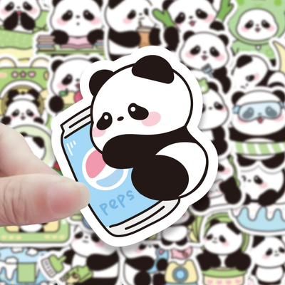 150张ins风装饰行李箱超萌国宝卡通熊猫贴纸绘画高颜值卡哇伊q版