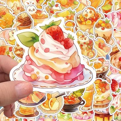 120张美食甜品点心食物系列贴纸可爱ins风手机壳装饰diy防水贴画
