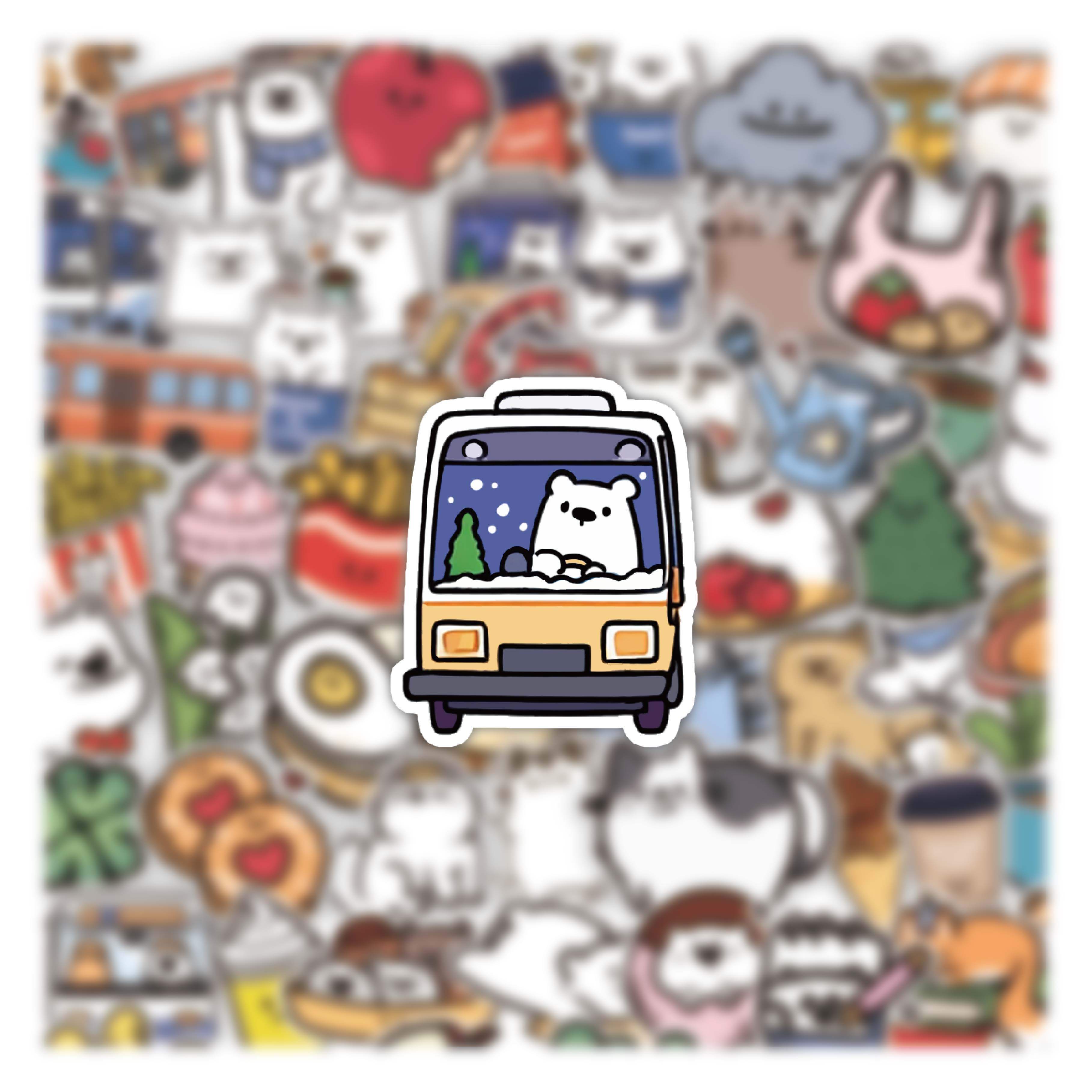 70张ipad装饰小贴画白熊漫游之旅贴纸创意高颜值可爱表情包电脑