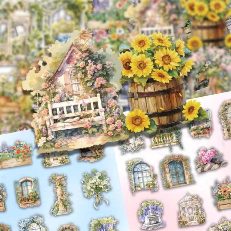 110张小清新花园pvc贴纸植物花卉花朵涂鸦手账素材水杯电脑贴画,3C数码配件,手机贴纸,淘宝优惠券,粉丝福利购,淘宝优惠卷