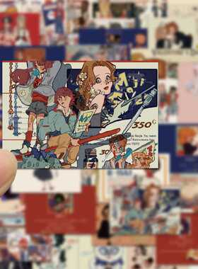 128张美式杂志复古贴纸小众笔记本电脑装饰手机手账素材防水贴画