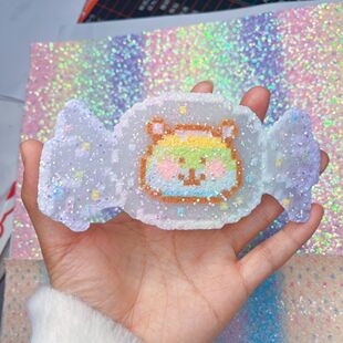 格丽特烫布闪光皮革闪布0.6mm拼豆彩虹渐变亮闪布DIY手工材料