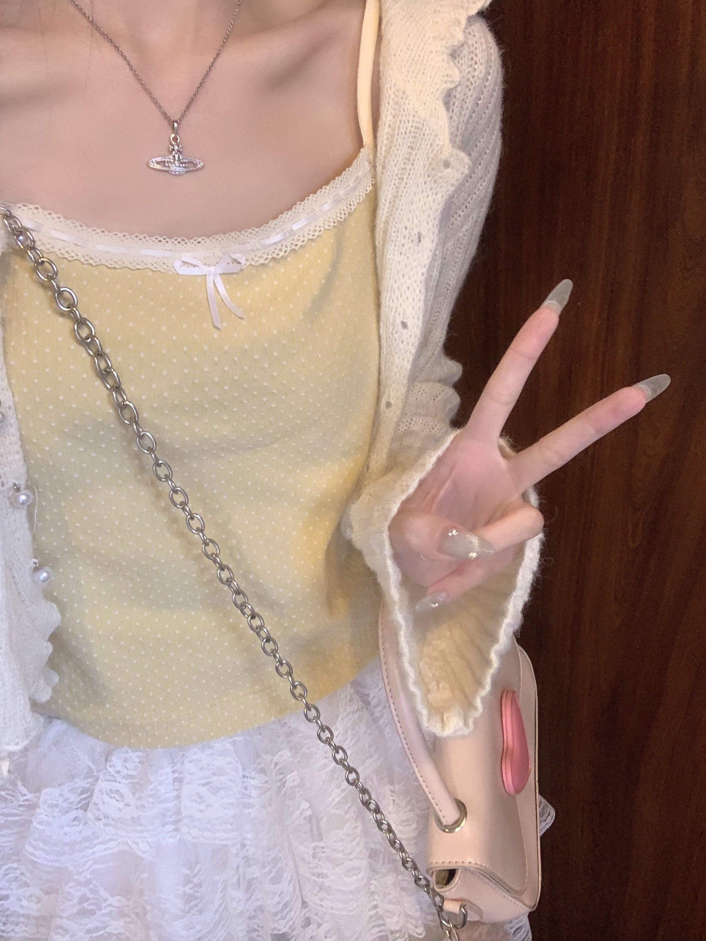 翻斗花园 圆领蕾丝花边吊带背心外穿女甜美日系可爱内搭无袖上衣