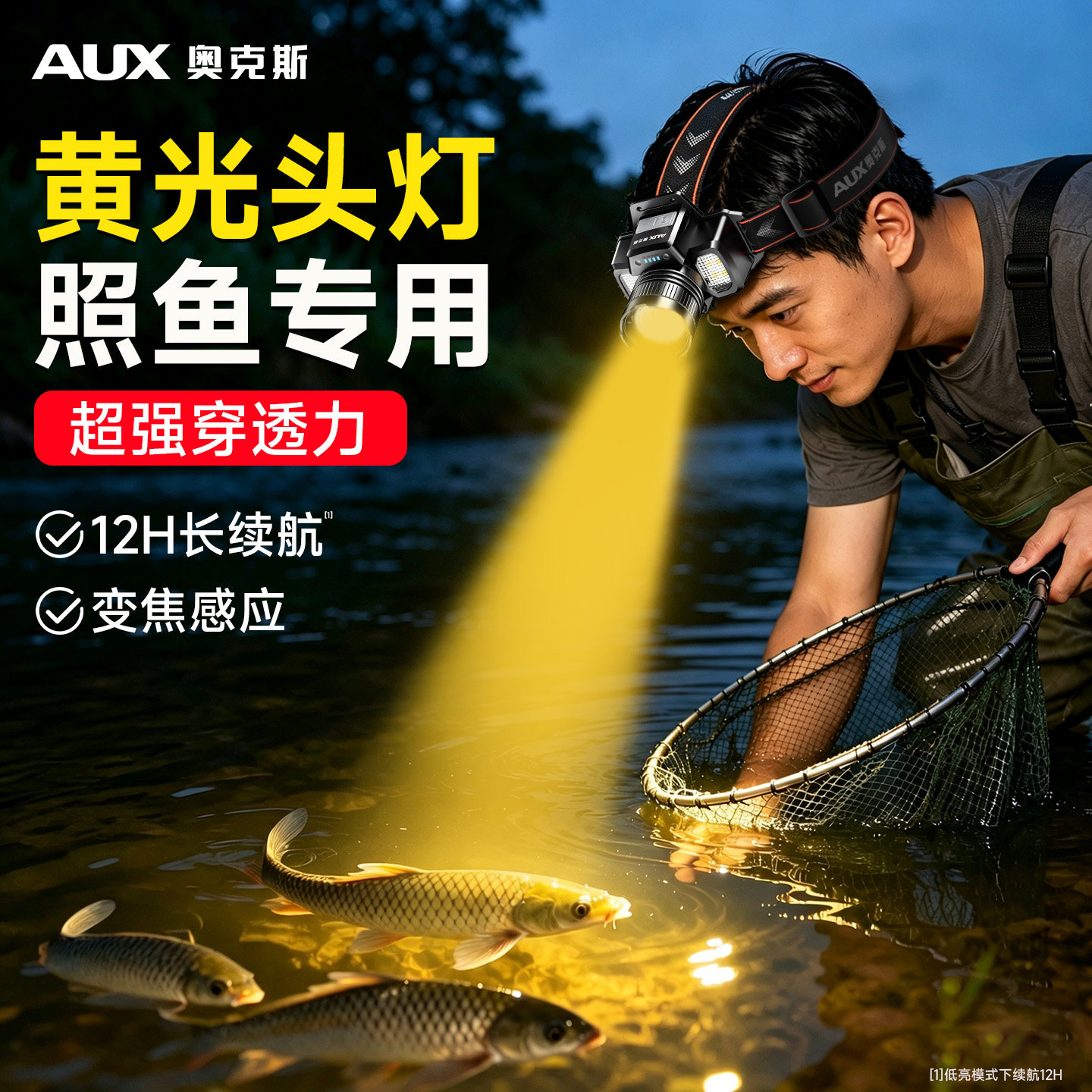 【户外照鱼专用头灯】超强穿透