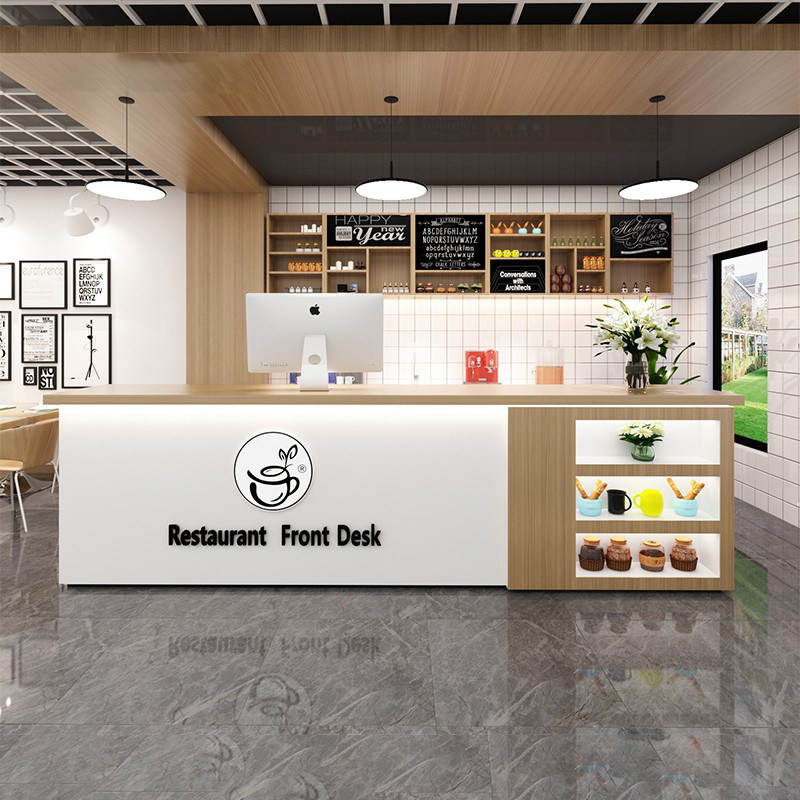 网红定制奶茶店吧台收银