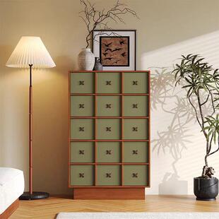 中古实木五斗柜法式复古客厅电视柜卧室柚木色储物柜边柜整套家具