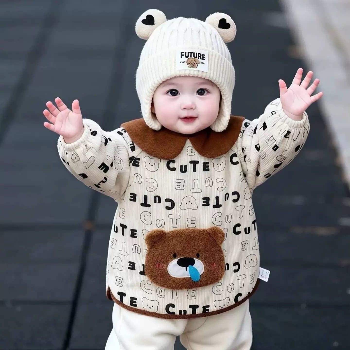 罩衣男宝外穿反穿衣秋冬季幼儿园套棉服围兜户外玩耍防脏防水护衣