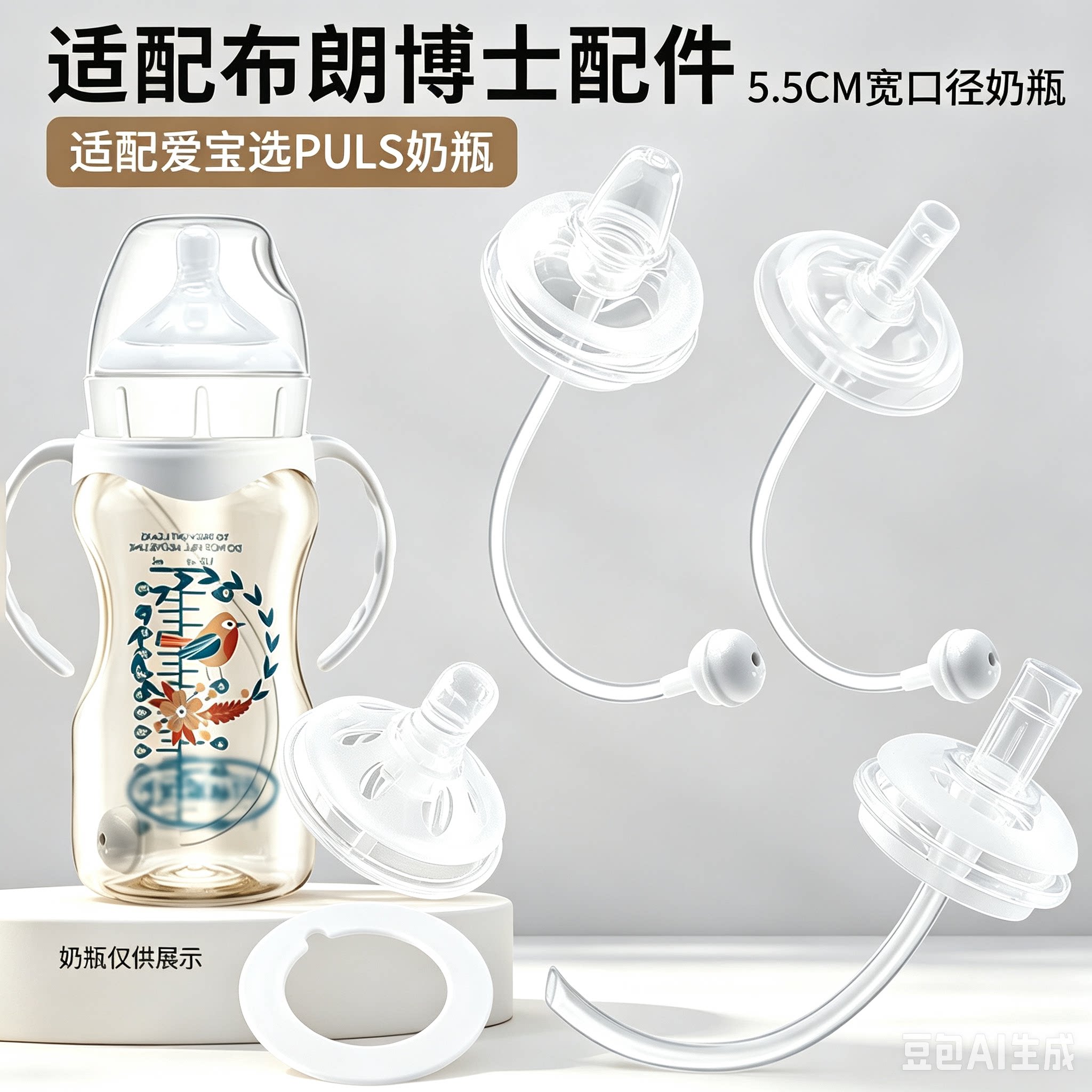 适用于布朗博士奶瓶配件直饮吸管鸭嘴配贝亲奶嘴重力球手柄垫圈片