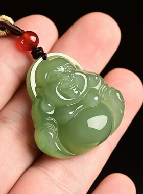 和田玉吊坠弥勒佛挂件项链