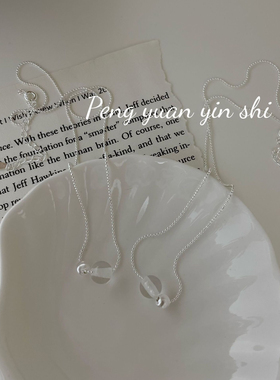 S925纯银圆珠白水晶项链女Ins简约设计银珠子日系叠戴锁骨链女潮