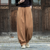 外穿灯笼裤 棉麻加绒裤 女 禅意太极裤 冬季 子2025新款 秋冬加厚长裤