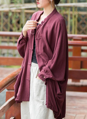 复古文艺盘扣中长款女式风衣外套