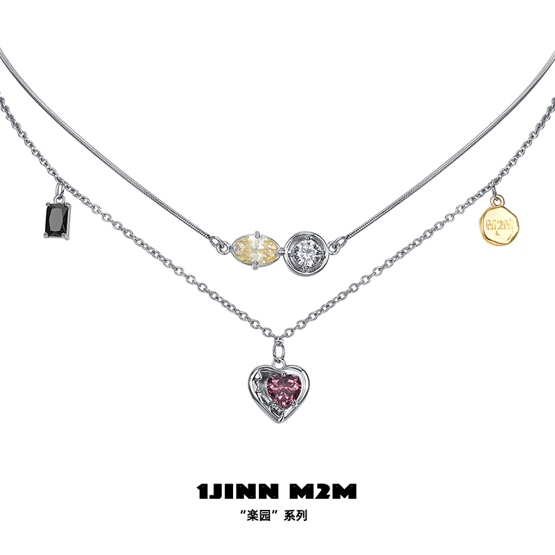 1JINNM2M原创设计爱心锁骨链