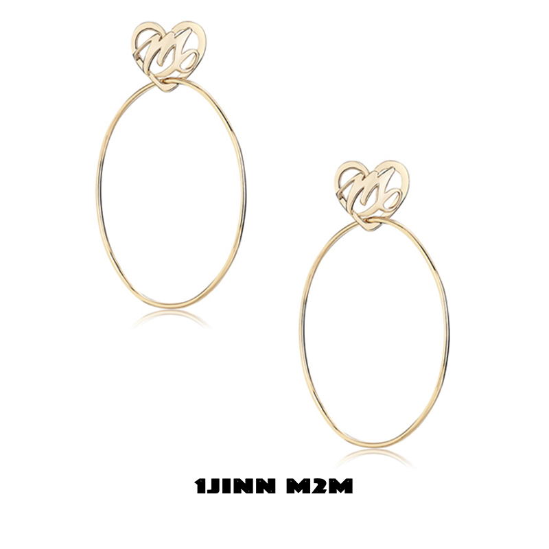 1JINNM2M复古金爱心圆环耳钉