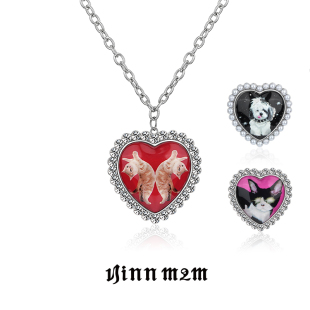可爱百搭轻奢小众毛衣链 大爱心猫狗长项链女2024新款 1JINN M2M