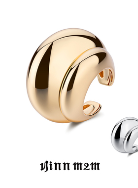 1JINN M2M 重构系列金银双层环状个性耳挂女轻奢高级感气质耳饰