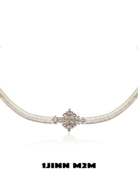 1JINN M2M原创设计轻奢锁骨链满镶十字架蛇骨choker小众百搭项链