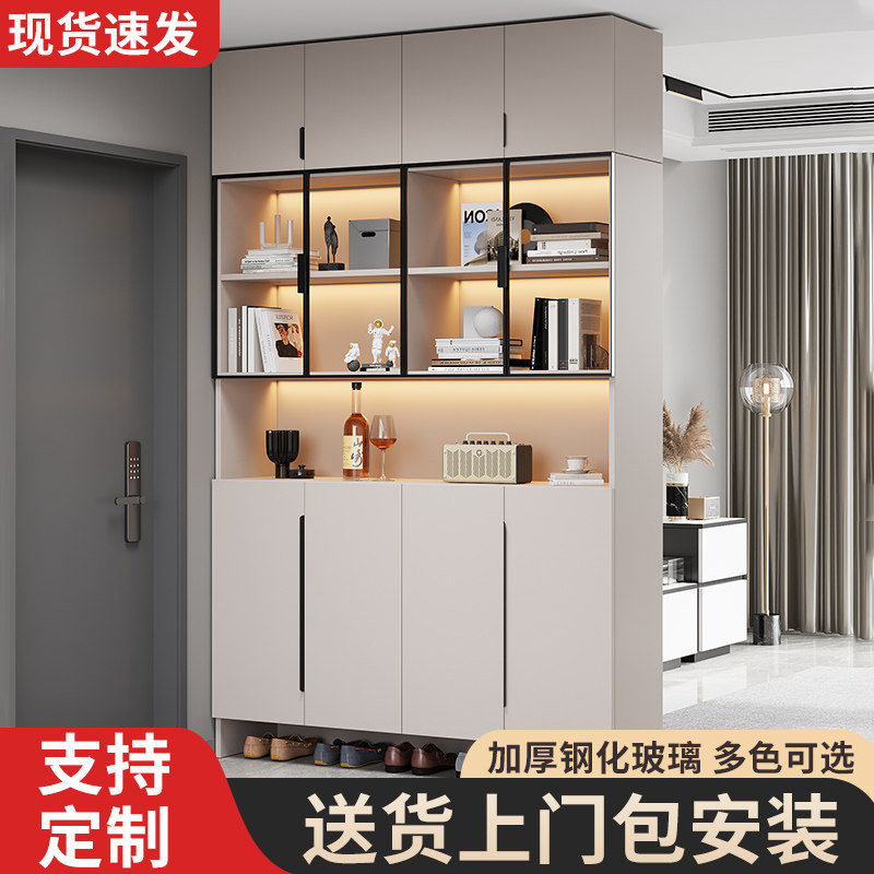 实木鞋柜家用门口室内2025新爆款大容量玻璃入户玄关柜一体储物柜