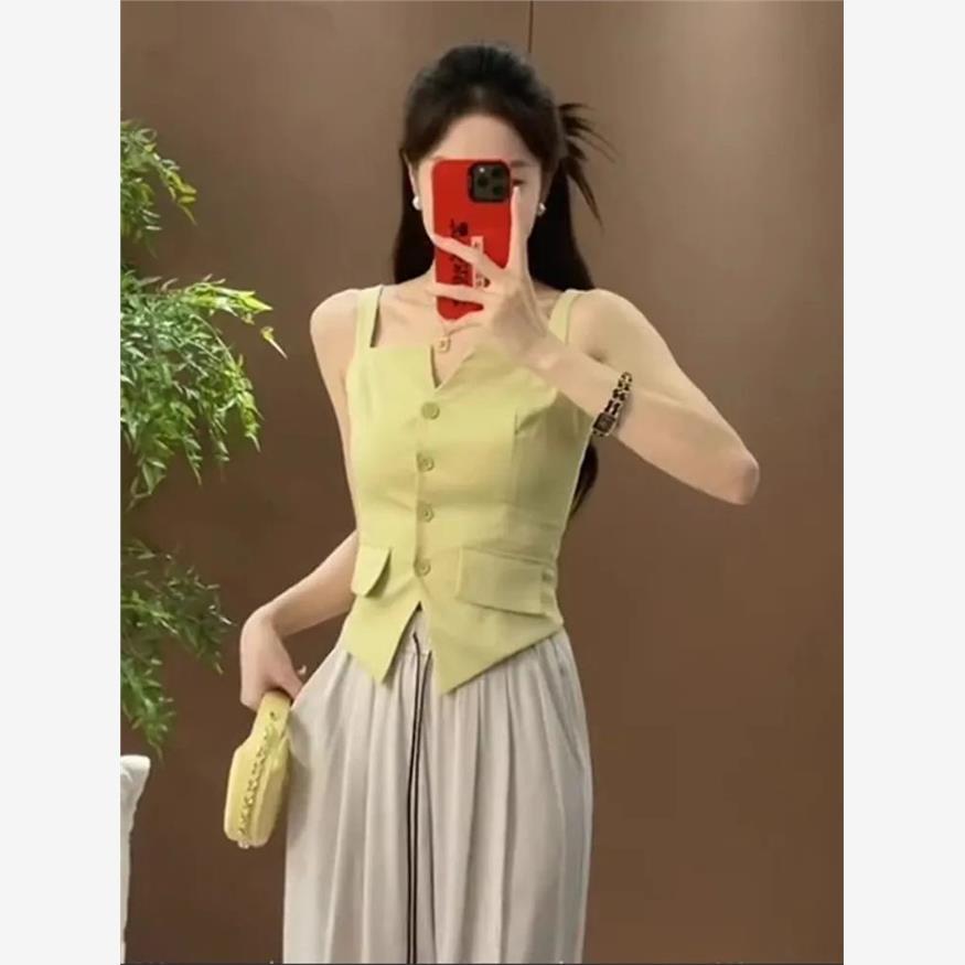 高级感气质西装吊带背心夏季设计感修身显瘦辣妹内搭外穿短款上衣