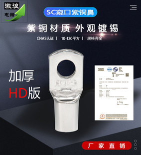 窥口铜鼻子SC10SC16/6SC25/35SC50/70SC95-6/8/10/12接线端子线耳