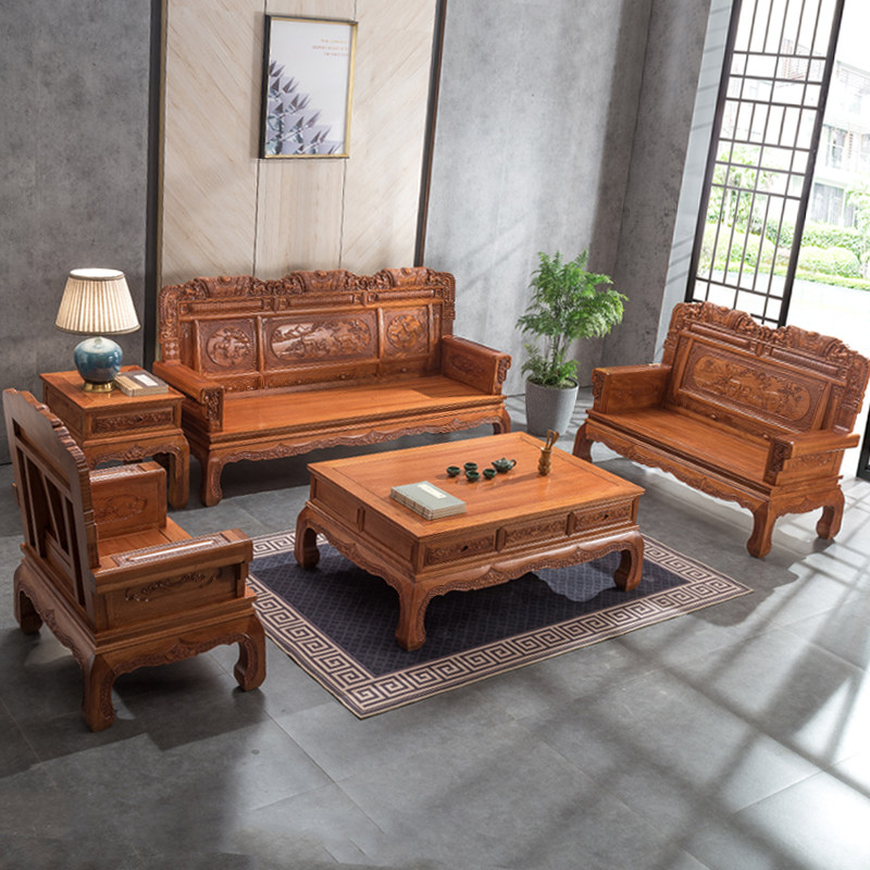 花梨木红木沙发古典菠萝格实木客厅全套家具全实木明清中式沙发