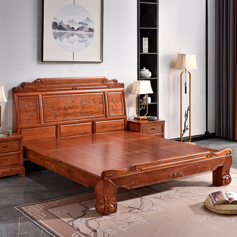红木床花梨木古典中式床全实木仿古菠萝格实木床雕花高端双人床