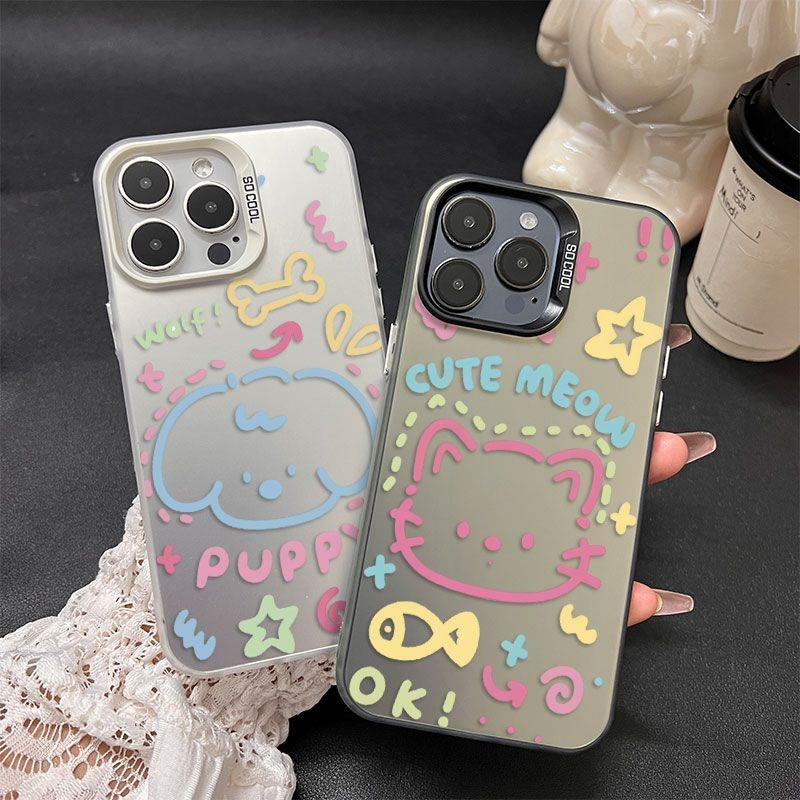 涂鸦线条猫狗适用iphone17手机壳