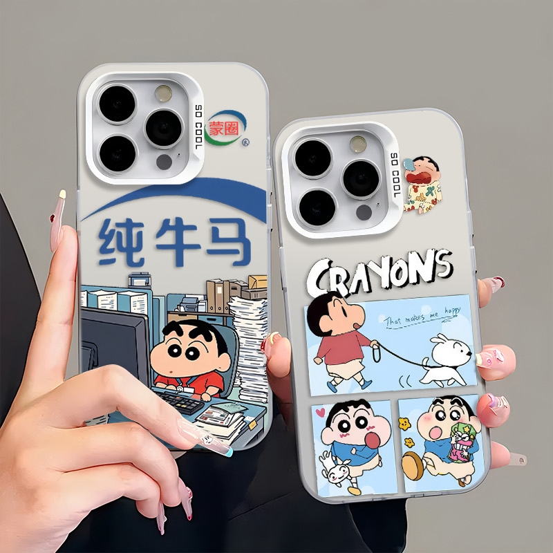 搞笑小新适用苹果16promax情侣手机壳小米15轻奢风mate60高级感华为300超火s19防摔oppo镂空x女14plus保护套