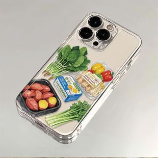 华为p80创意16简约荣耀200防摔全包 15女款 蔬菜水果超市适用苹果17promax手机壳iphone16新款 15软透明小米17