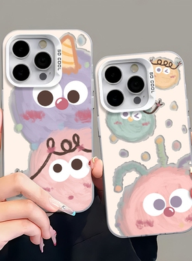 情侣可爱怪兽球球适用苹果16promax手机壳iphone一加1314红米k80至小米15s荣耀3008090保护套50华为p7060mate