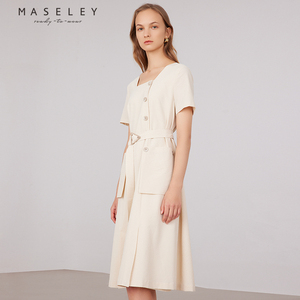 Maseley/玛塞莉优雅气质连衣裙夏季新款大口袋设计简约裙子女