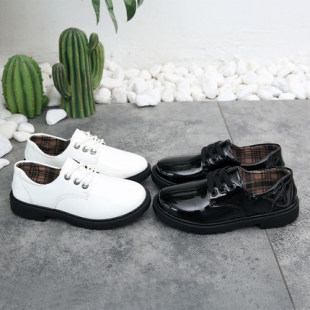 男女演讲表演亮皮黑白皮鞋 儿童主持大合唱团演出鞋 学生英伦风皮鞋