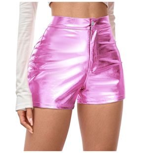 patent 女士金属感漆皮亮面短裤 leather shorts glossy Metallic