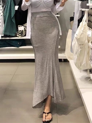 女士韩版不规则包臀长裙