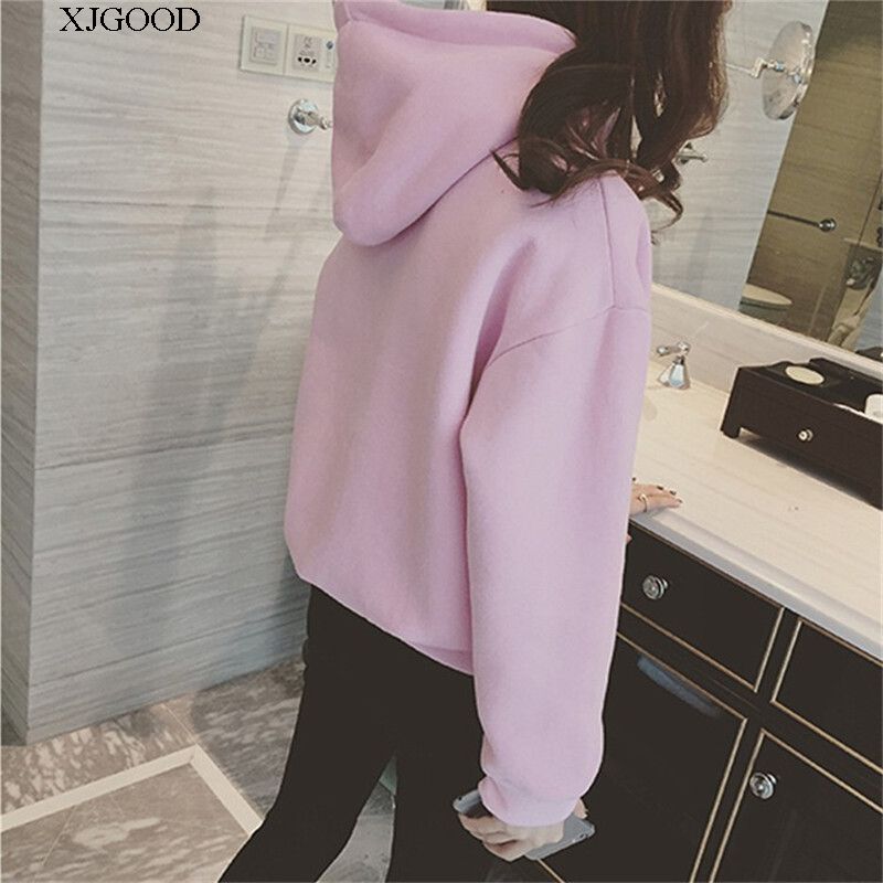 纯色加绒加厚连帽卫衣