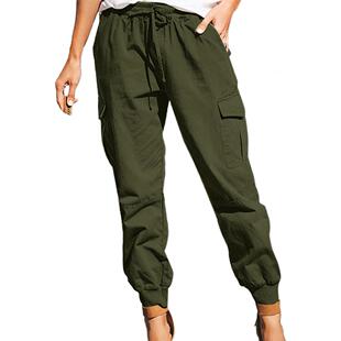 纯色休闲抽绳束脚裤 Solid Color Casual Drawstring Cargo Pants