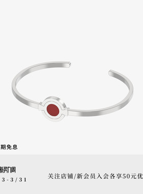 DOVETAIL/卯时环扣经典燕尾榫925银银色饰面红玛瑙手镯
