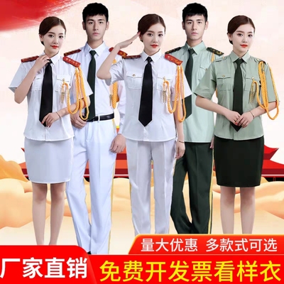 升旗手管乐队礼服军鼓号乐队文工团学校仪仗队衬衣夏短袖演出服装