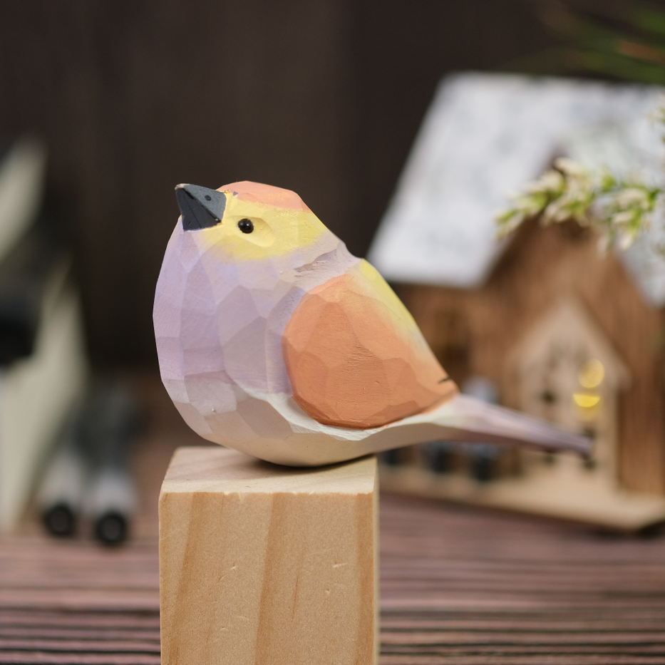 木作创意木雕小鸟肥啾麻雀可爱摆件女生生日礼物桌面小摆件车载