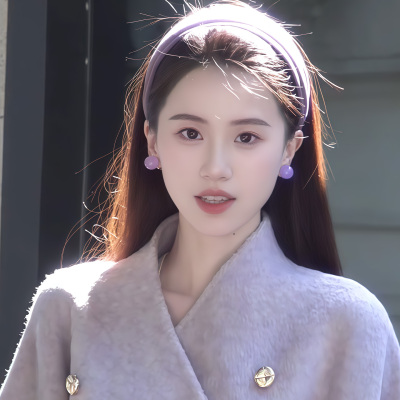 温柔可人！紫色绒面宽边发箍女！2025新款韩系日常外戴头箍盘发器