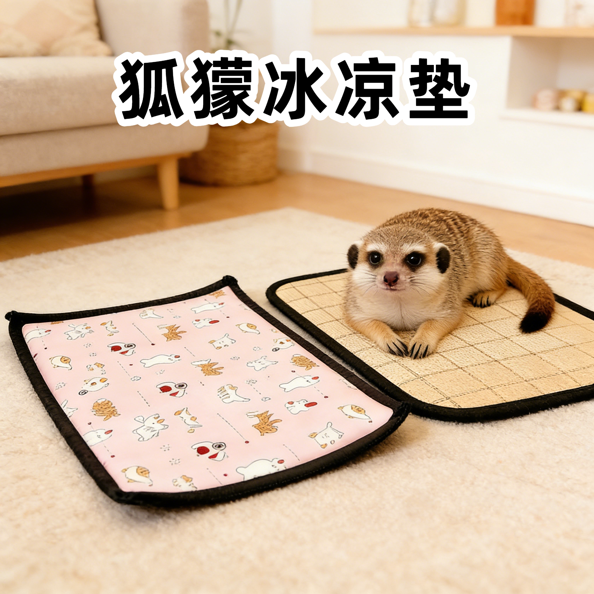 狐獴冰垫专用睡垫夏天防暑降温散热神器藤编凉席宠物用品冰凉垫子