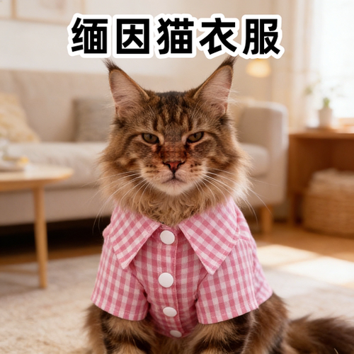 英伦红细格薄款透气猫咪衬衫