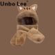 Unbo Lee猫耳帽子三件套女冬季 保暖加绒骑车围巾手套一体护耳帽子