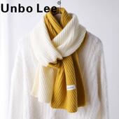 护颈毛线撞色短款 Unbo Lee双色拼色针织保暖围巾女秋冬季 围脖柔软