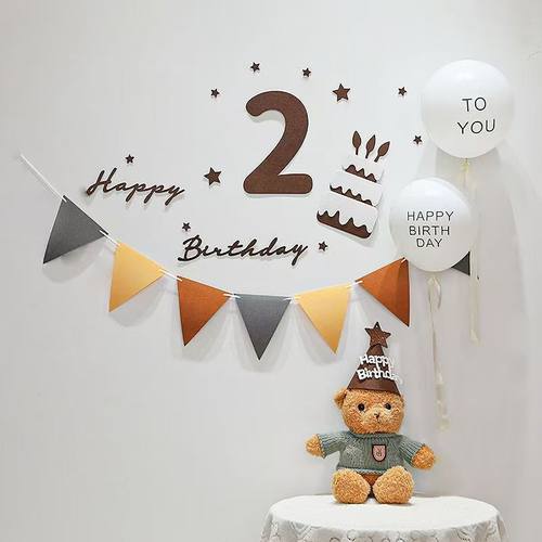 数字贴墙宝宝周岁派对装饰