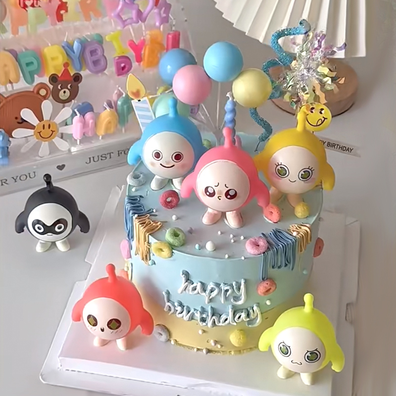蛋仔派对蛋糕装饰摆件可爱卡通手办公仔儿童男孩生日插件插牌