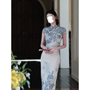 mm高级镂空短袖 温婉气质新中式 大码 新款 旗袍裙子 盘扣连衣裙女夏季