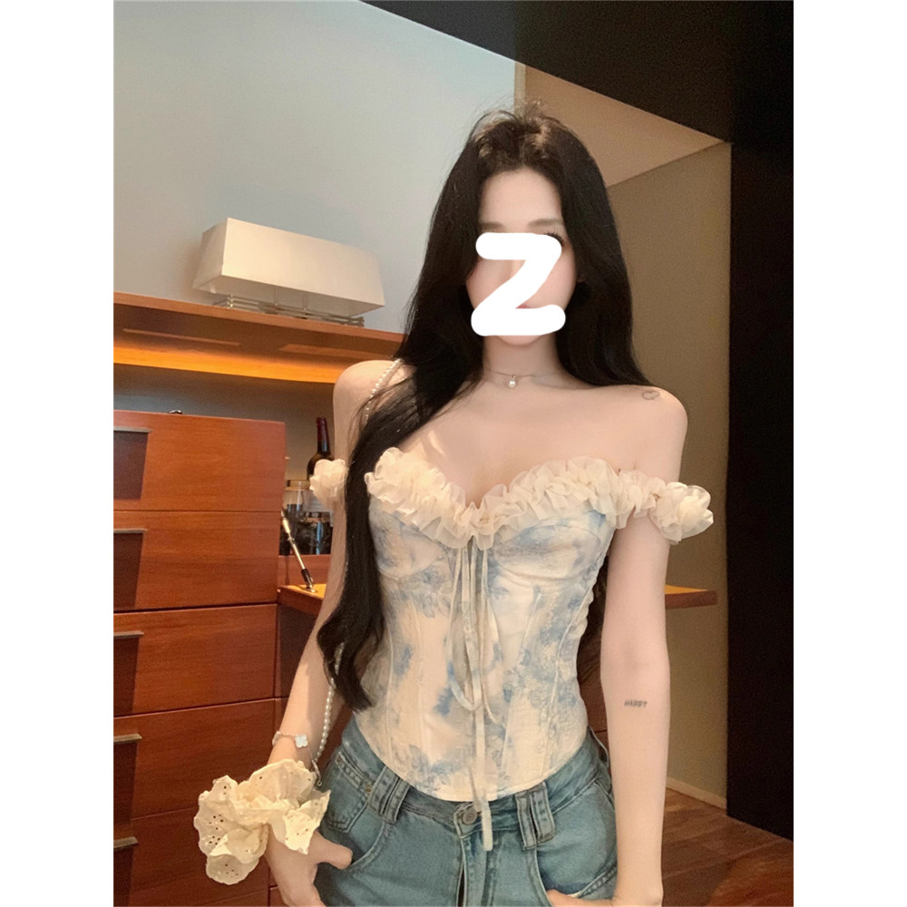法式时尚气质性感纯欲风新款修身显瘦花边抹胸背心微胖百搭上衣